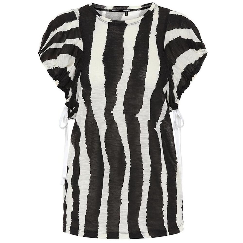 NWT Proenza Schouler Zebra Stripe Puff Sleeve Blouse Small Modern Avant Garde